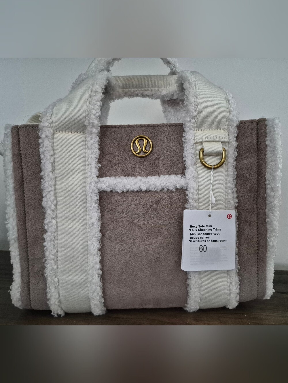 Lululemon athletica Boxy Tote Mini in Taupe with Cream Trims